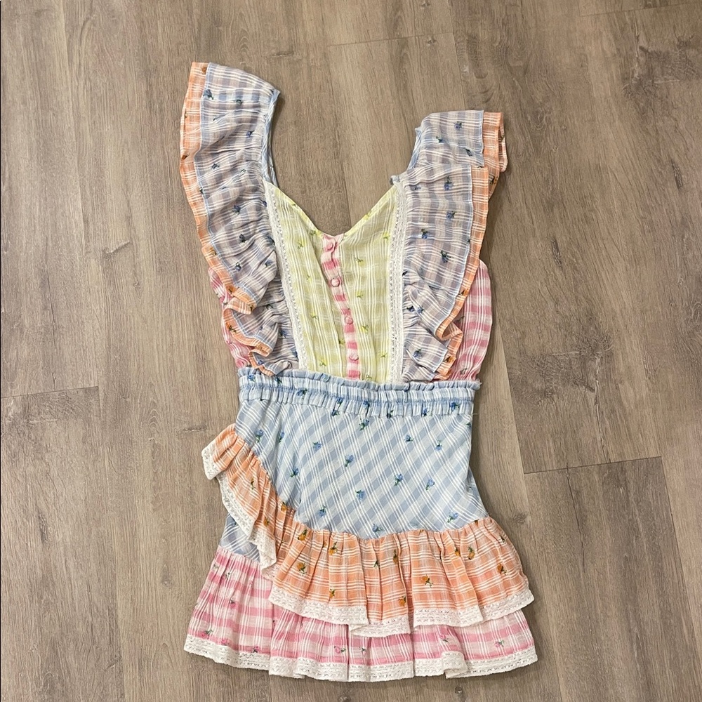 LoveShackFancy Pastel Plaid Dress Petite